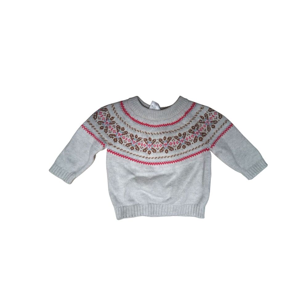 Carter's Gray Fair Isle Knit Pullover Sweater Baby Size 3M